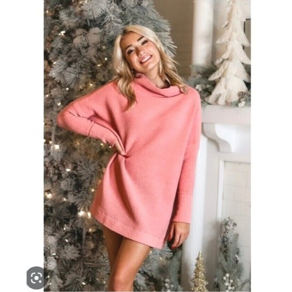 Free People ottoman casual tunic sweater dress pink sun sand size Small NWOT - Picture 6 of 8